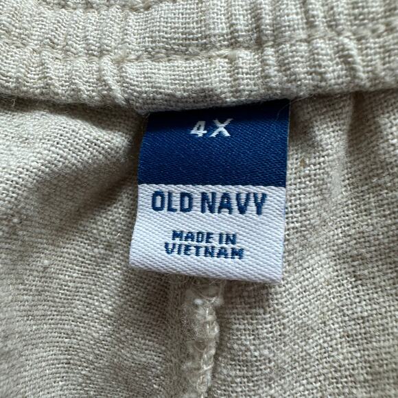 Old Navy Pants Womens 4X High-Waisted Linen Blend Wide Leg Natural Plus Comfort - Picture 2 of 7
